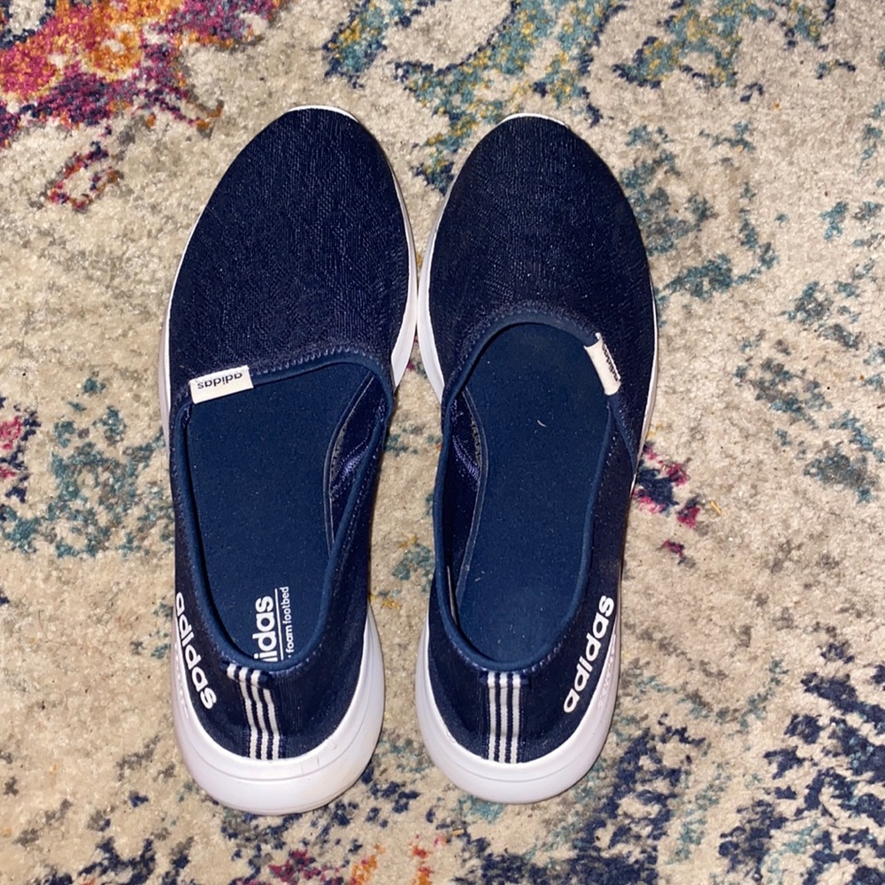 adidas Navy and White Slip-On Sneakers